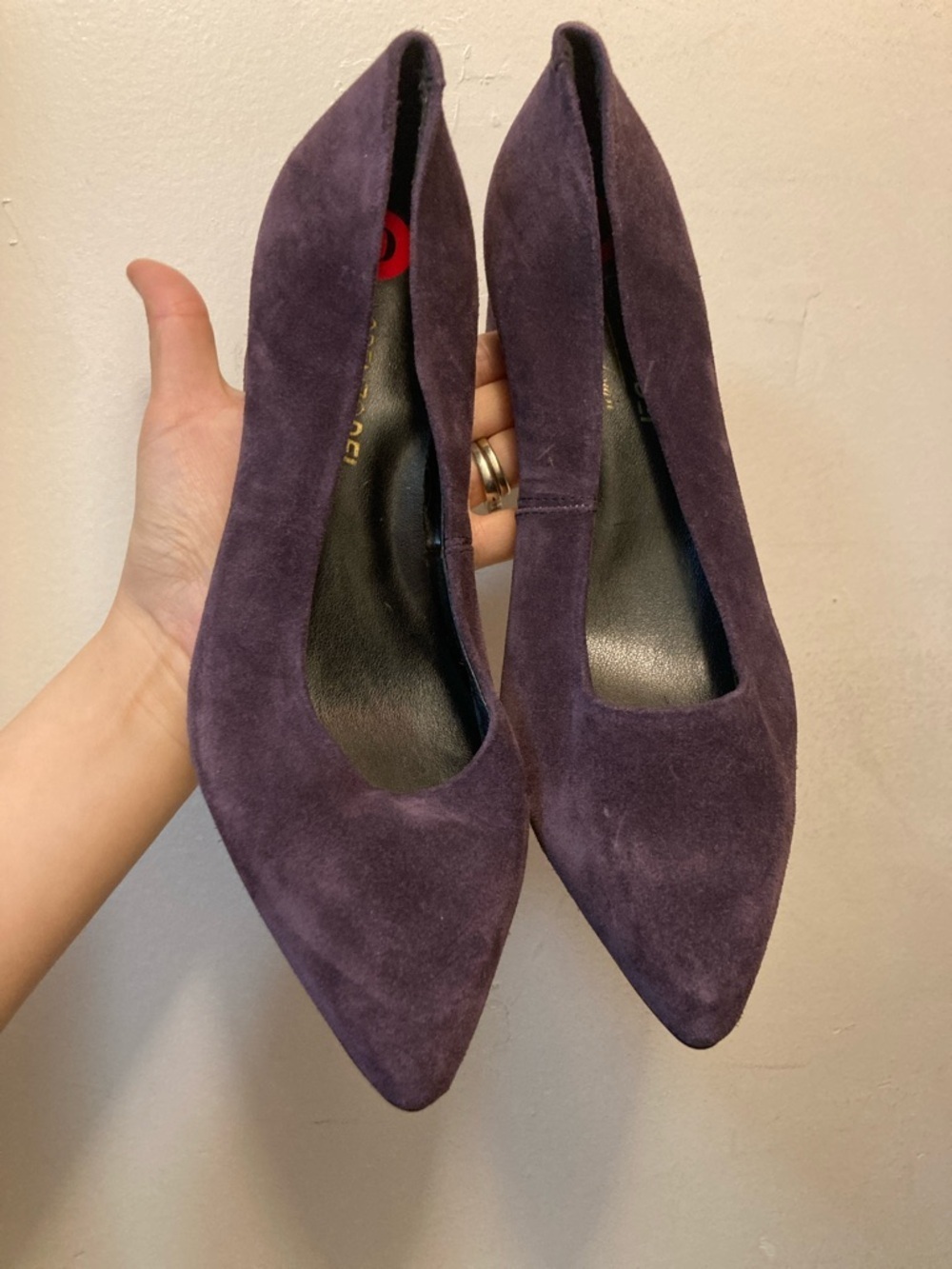 Lorenzo Dei Women's leather Suede Pointed-Toe Pumps in Deep Purple 10